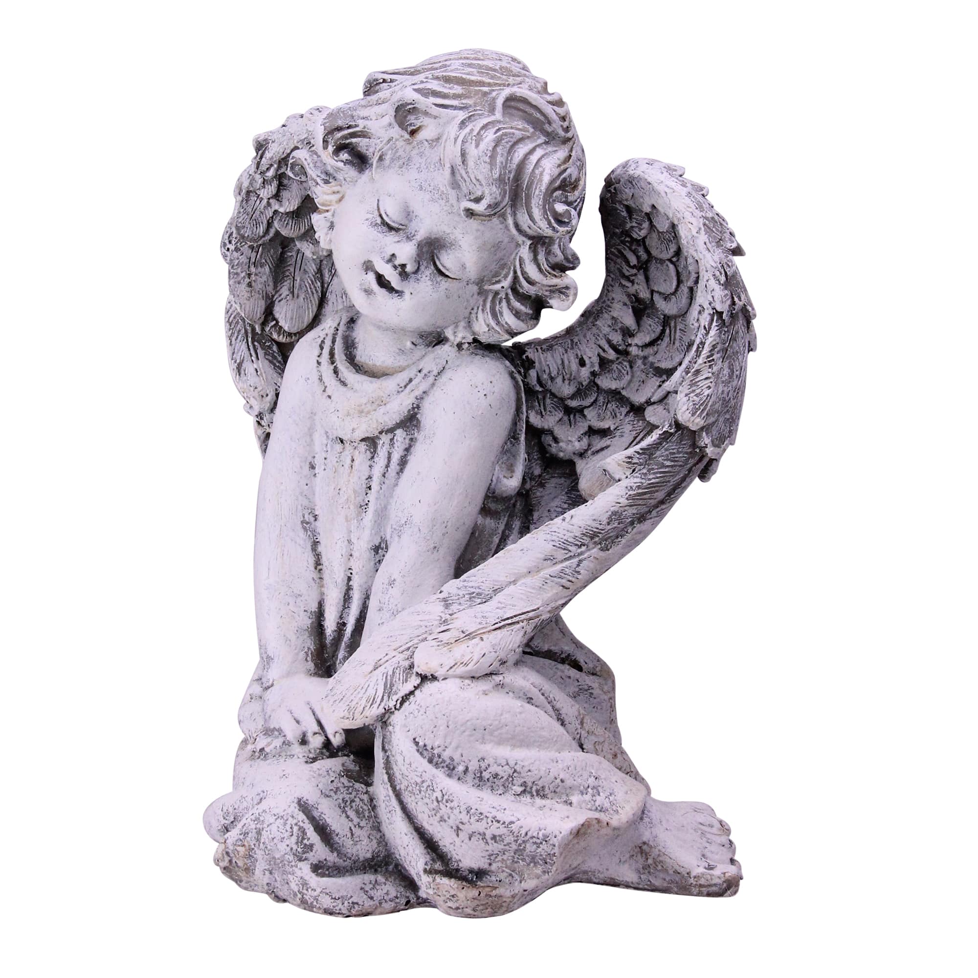 9.5" Heavenly Gardens Gray Sitting Cherub Angel Outdoor Garden Statue